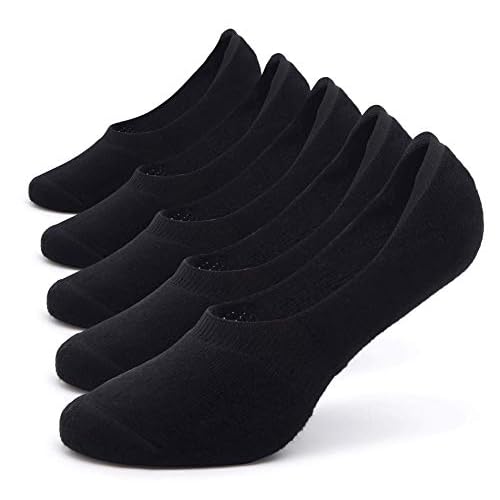 Pareberry Women's Thick Cushion Cotton Athletics Casual Low Cut Flat Non-Slip Boat Liner No Show Socks-5/10 Pack Large Black
