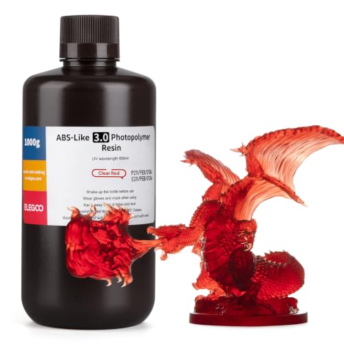 Image of ELEGOO ABS-Like 3.0 3D Printer Resin Clear Red 1000g