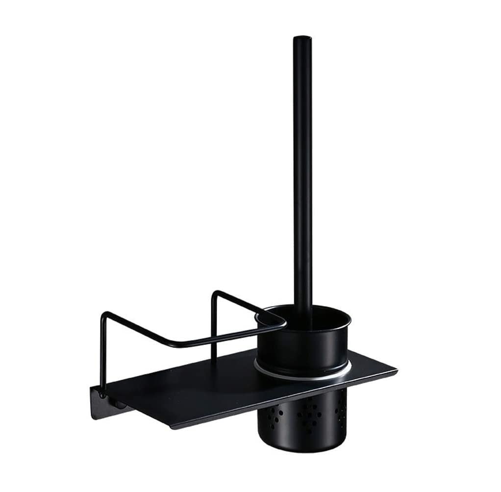 Tyuhduyur Black Toilet Cleaner Brush Wall Mounted Toilet Brush Holder Stainless Steel Toilet Bowl Brush Bathroom Storage And Organizer Bracket Space Saving Brush For Bathroom (Black)