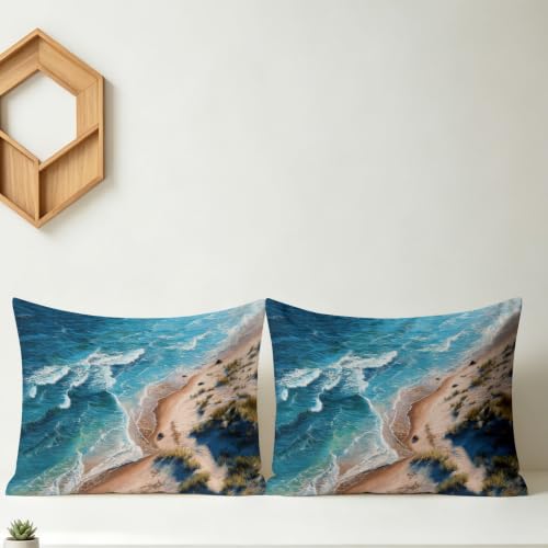 Edredón de 7.5 tog reversible de olas de playa 200x200 cm ligero 7
