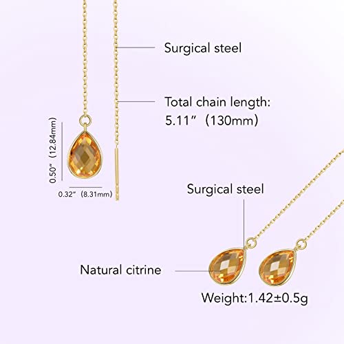 Threader Earrings for Women, Natural Labradorite/Moonstone Dangle Earrings Gemstone Birthstone Drop Earrings Fashion Jewelry Gifts for Women Girls2