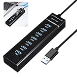 7 Port USB 3.0 Hub USB Extender USB Extension with 1.2m Long Cable USB Multiport Adapter 5Gbps USB Data Splitter for Mouse Drive U Disk Computer Printer Laptop All USB 3.0 2.0 1.0 Port Devices