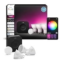 Philips Hue Starter Kit: Bridge Pro + 3 faretti smart GU10 + Smart button, White and Color Ambiance,...