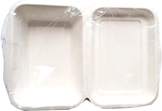 Generico 50 vaschette 600 ml da asporto 1 scomparto box compostabile 19 x 13,5 x h 6,5 cm