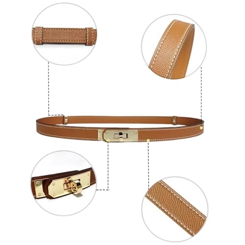 Women's Skinny Belt Adjustable Thin Belt with Alloy Turnlock Buckle3