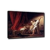  Phyrek123 Jean-Honoré Fragonard L\'écluse Impressions d\'art Reproductions de peintures célèbres Tableaux sur toile Prêt à accrocher Toile murale pour salon 30x42cm Cadre noir
