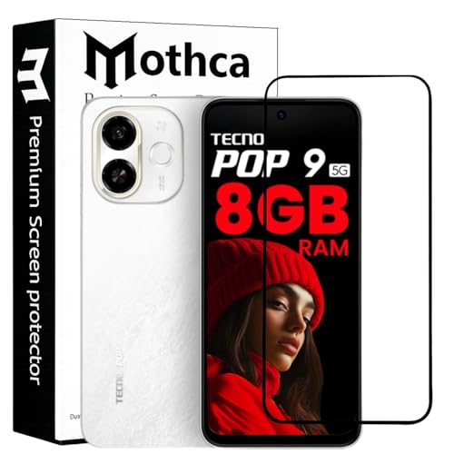 Image of Mothca Military-Grade Tempered Glass Screen Protector Compatible for Tecno Pop 9 with Edge to Edge Coverage - Case Friendly, Anti-Scratch & Bubble-Free Installation Kit
