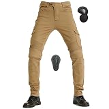 LOKIPONG バイク用パンツ メンズ ライディングパンツ ライダースパンツ バイクズボン レーシングパンツ 春夏秋冬 カーキ 3XLサイズ
