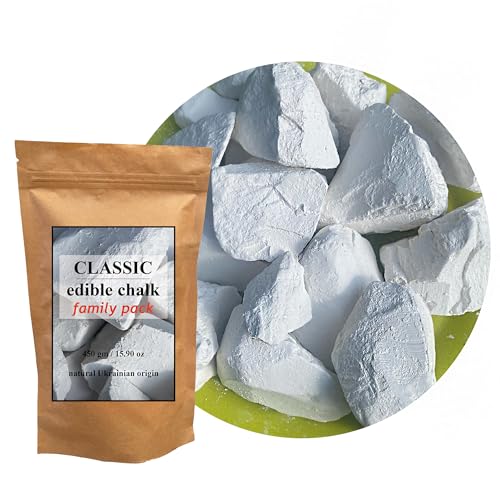 Classic Edible Chalk Chunks 450g Extra Large Natural Crunchy White Chalk for Eating Pica Cravings Relief ASMR Crunch