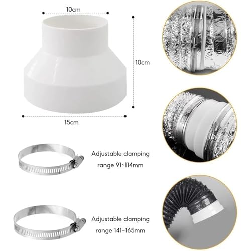 Adaptador reductor de conducto 150mm a 100mm para juntas de tubería de ventilación 2