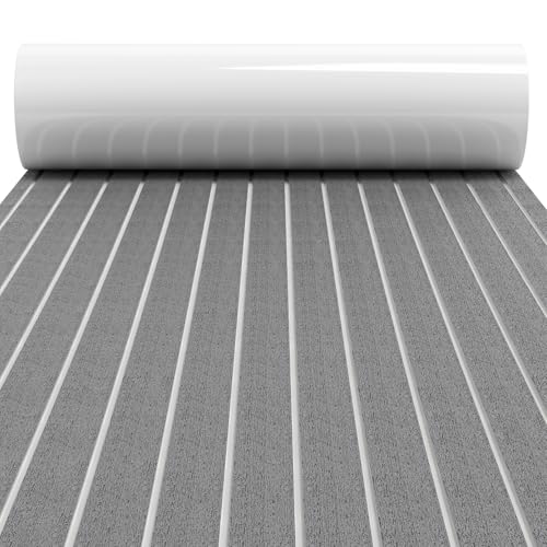 WOOWAVE EVA Foam Grey Boat Flooring Decking Sheet Maine Mat Non-Slip and Self-Adhesive Flooring for Motorboat RV Yacht Kayak Swimming Pool Sea Deck Pad, 94.5x31.5 inch