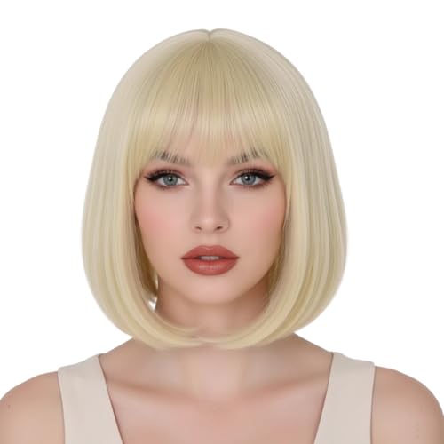 Blonde Bob Wig Womens Wigs for Style Transformation Short Blonde Wig for Cosplay and Daily Wear 30cm