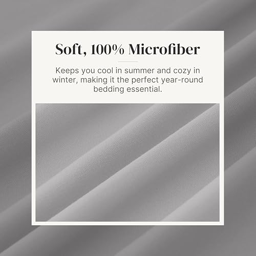 Modern Threads 4-Piece Ultra Soft Microfiber Bed Sheets Set, Wrinkle Free Sheets with Deep Pockets Fitted Sheet, Flat Sheet & Pillowcases, Lightweight Breathable Bedding, Light Grey, Full by Modern Threads - Used condition - Image 5
