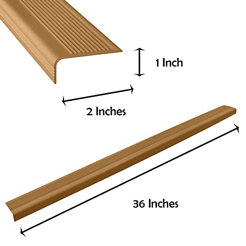 Rubber Bond Stair Edge Protector (Pack of 5) 36x2x1 inch Anti-Slip Stair Corner Trim Rubber Strips - Waterproof Self-Adhesive Staircases for Outdoor & Indoor Uses | Protect Kids & Pets - Brown