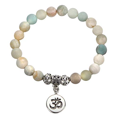 Tobillera con cuentas de piedra natural pulida de alta comodidad unisex