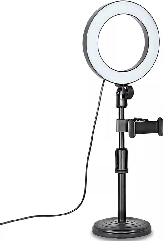 LED Light Desktop Live Light Fill Lamp Dimmable with Phone Holder Tripod 5600K Adjustable for Phone Selfie(Three Phone Holder)
