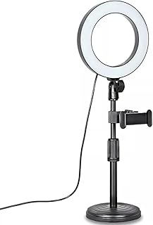 LED Ring Light Desktop Live Light USB Fill Lamp Dimmable with Phone Holder Tripod 5600K Adjustable for Phone Selfie (Color : One Phone Holder Size : 16cm) (One Phone Holder 16cm)