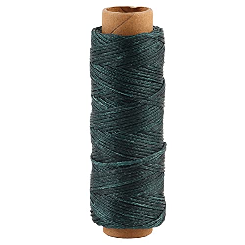 FUZHUI Waxed Sewing Thread for Leather Crafts, 150D Strong Flat Thread, 50m Length, Hand Stitching Shoe Repair Tool, Sturdy Material, Multiple Colors Available (Dark Green)