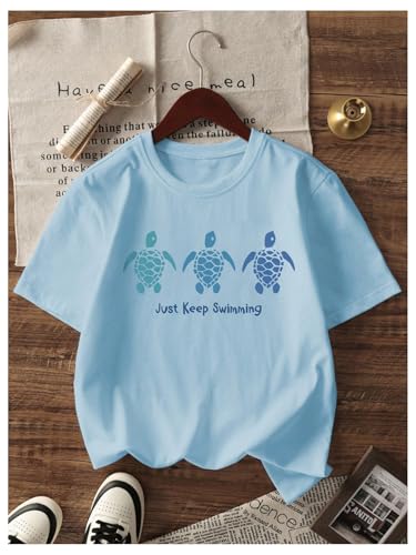 SHENHE Girl's Sea Turtle Shirt Ocean Beach Graphic Tee Crew Neck Short Sleeve T Shirt3