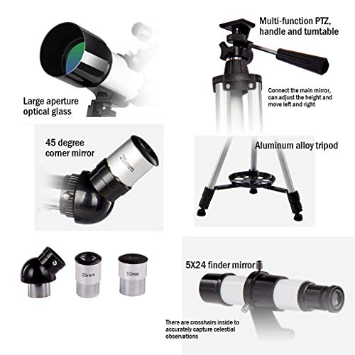Telescopio refractor YXCKG con trípode ajustable y 2 oculares miniatura 7