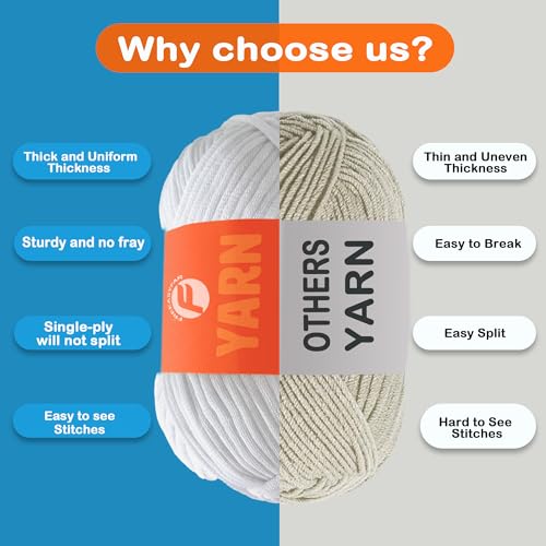 Image of 3.5Oz Beginner-Friendly Yarn for Crocheting and Knitting;Worsted-Weight Medium #4;Cotton Blend Yarn for Beginners with Easy-to-See Sitches,Great for Amigurumi DIY (White,1 Skein)