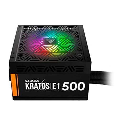 GAMDIAS Fonte de Alimentação ATX 500W Kratos E1-500W-RGB, Preto