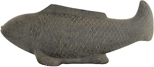 Korb-Outlet Gartenfigur Fisch Steinguss/Teich-Figur 110cm / Steinfigur Fisch Skulptur für Haus und Garten