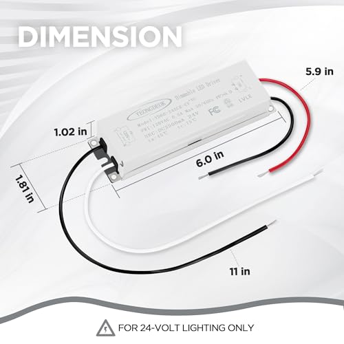 Image of 60W Triac Dimmable LED Driver, 24V 2.5A Power Supply, Electric Transformer, 120V AC to 24V DC LED Strip Light Dimming Converter for Computer Projects, Cabinet Lights