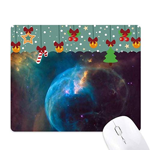 Tapis de souris nébuleuse de Noël bleu et marron pour décorer votre espace de télétravail