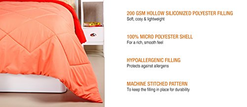 Image of Amazon Brand - Solimo Microfibre Reversible Comforter, Single (Stone Blue & Silver Grey, 200 Tc) Microfiber Reversible Comforter, Single (Ruby Red & Peach Pink, 200 Tc)