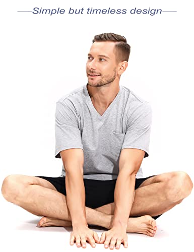 SANQIANG Lightweight Soft Cotton Spandex Stretchy Long/Short Pajamas Set for Men 2 Pieces Casual Men's Sleepwear S-XXL3