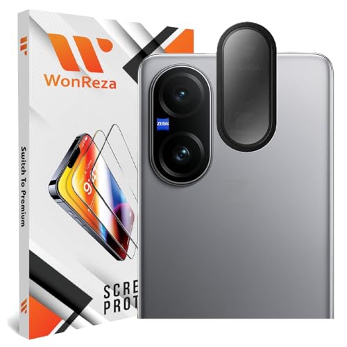 Image of Pack 1 - Metal Frame Camera Glass Protector for Vivo V60 5G Camera Tempered Glass Aluminum Alloy Rings, Ultra-HD Metal Frame- Black