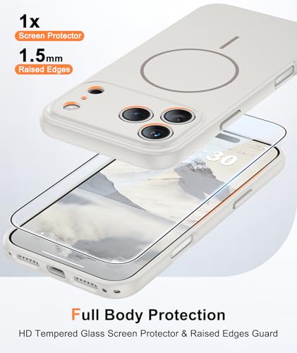 Image of FNTCASE for iPhone 17 Pro Max Case: [Compatible with Magsafe] Solid White Matte 17 Promax Magnetic Phone Cover with [Full Camera Protection] [Screen Protector] Military Grade Shockproof Protective