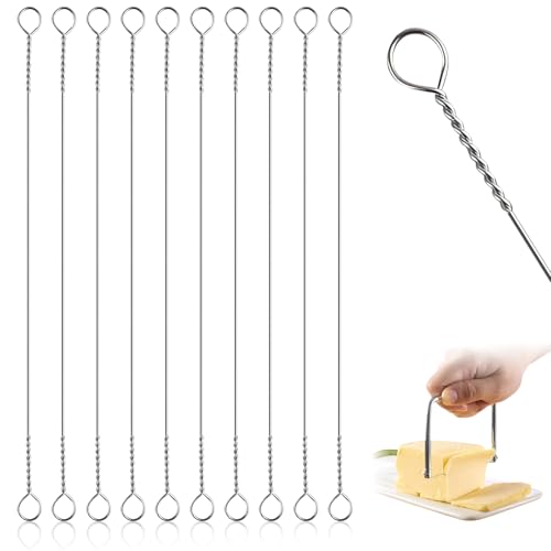 Lot de 10 couteaux à fromage en acier inoxydable pour la maison, le restaurant, la cuisine, les fêtes, accessoires de coupe, fil de coupe-fromage pour couper des gâteaux au fromage doux