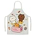 1 Pc Cartoon słodki miś królik wzór nadruku fartuch olejoodporny i dekoracja kuchni rodzic-dziecko fartuch dla dorosłych-biały, 68x55cm adultsize