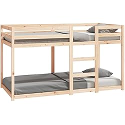 vidaXL Litera Mueble Cama Individual Doble Dormitorio Escalera Barandillas Protección Juvenil Niños Infantiles de Madera Maciza de Pino