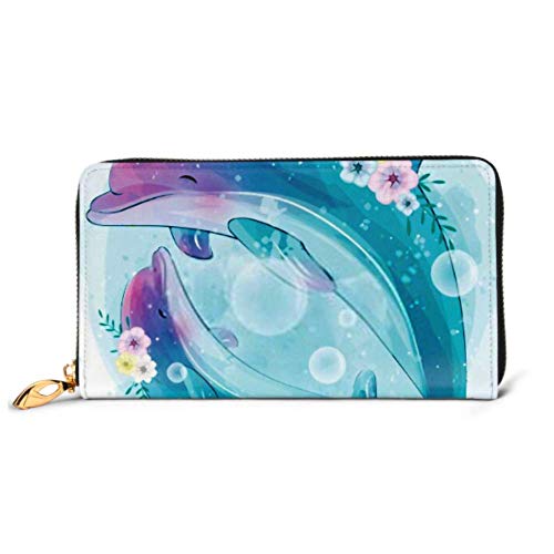 Preisvergleich Produktbild JHGFG Mode Handtasche Reißverschluss Brieftasche Niedliche Delphin Mutter Baby Telefon Kupplung Geldbörse Abendkupplung Blockieren Leder Brieftasche Multi Card Organizer