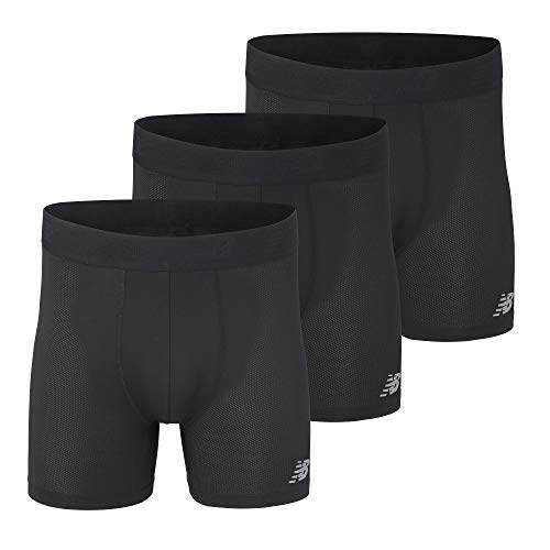 New Balance Men's Mesh 5" No Fly Boxer Brief, Athletic Compression Underwear (3-Pack)