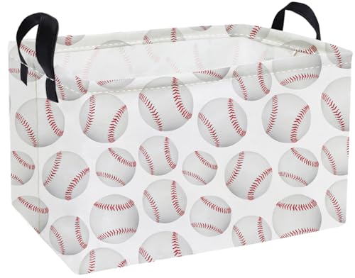 Image of Essme Rectangular Baseball Baskets,Kids Storage Box,Easter Basket for Girls with Handles for Room Decor, Book Bins,Shelf Basket.(Baseball basket)