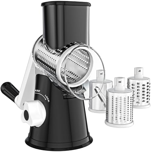 Cheese Grater Hand Crank, Rotary Vegetable Shredder with Handle a...