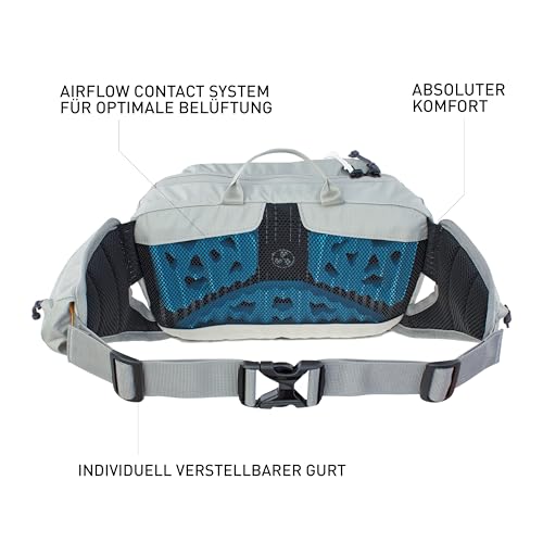 EVOC HIP PACK 3l Hüfttasche Bauchtasche Hüftbeutel (3l Fassungsvermögen, AIRFLOW CONTACT SYSTEM, verstellbarer Hüftgurt, VENTI FLAP-System), Steingrau