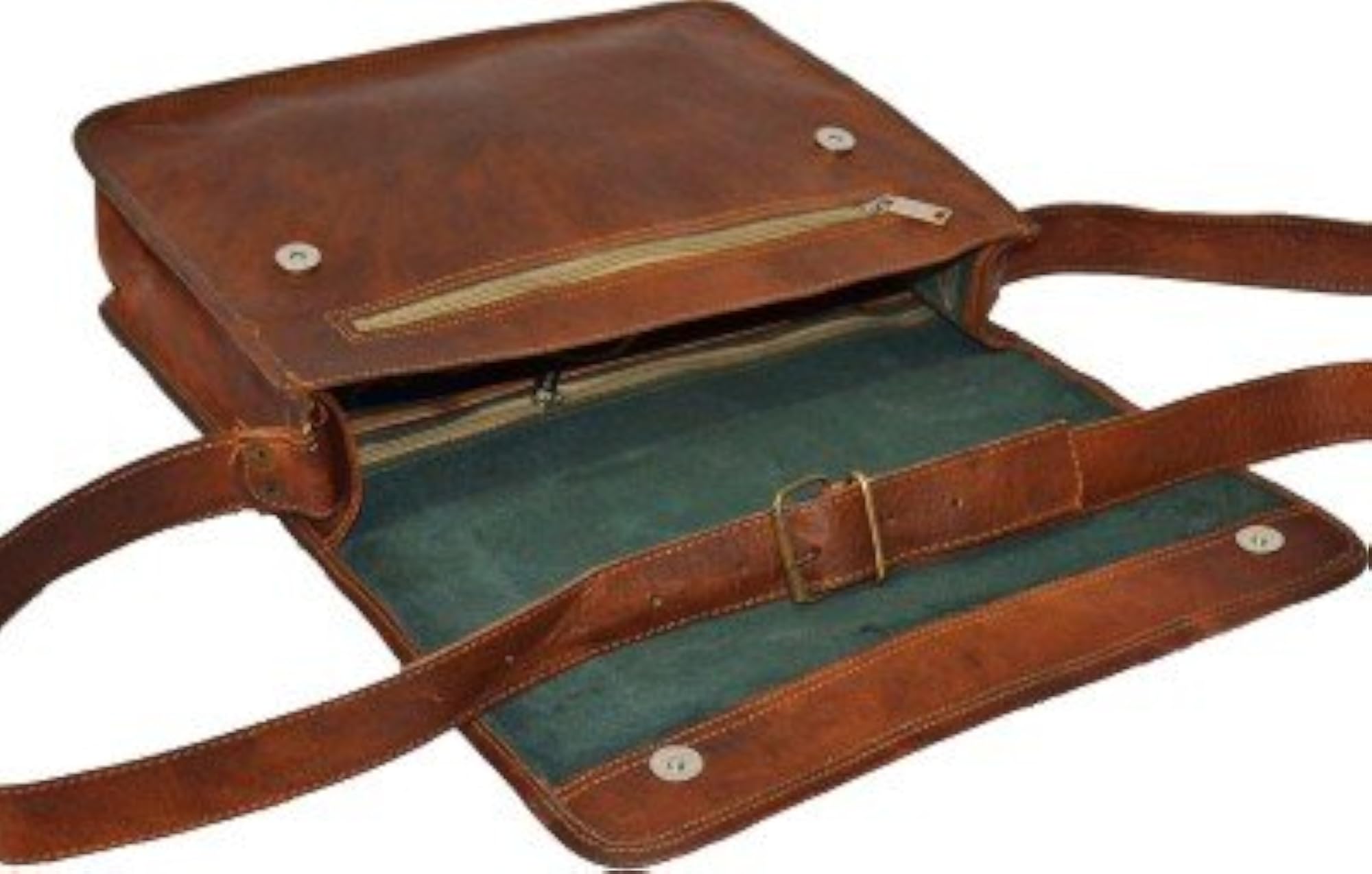 Genuine Leather Messenger Bag Half Flap