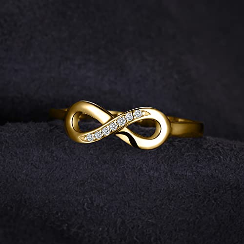 Image of JewelryPalace 14k White Yellow Rose Gold Plated 925 Sterling Silver Rings for Women, Cubic Zirconia Promise Rings for Her, Stackable Wedding Bands Rings for Women Infinity Forever Love Knot Ring