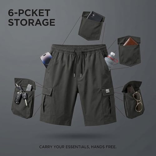 Men's Sport Cargo Shorts - 2026 New Men’s Casual Tactical Style Drawstring Stretch Cargo Shorts (Army-Green,X-Large) - 5