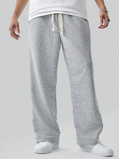 Image of Men's Premium Fleece Sweatpants, Soft Lightweight Lounge Pants with Elastic Drawstring Waist, Casual Athletic Straight-Leg Pants,