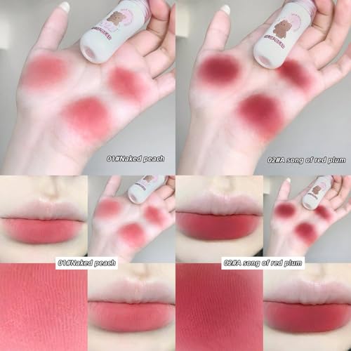 Image of Gege Bear Milk Velvet Lip Glaze,Milk-Infused Matte Lip Gloss for Soft,Smooth Lips,6 Shades with Plush Hydration,Long-Wearing Velvet Texture,Non-Sticky & Comfortable Formula(01# Naked Peach,2.5g)
