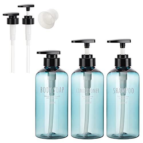 Rostro, Outdoors Segbeauty - Botellas de champú con 2 bombas adicionales, 3 unidades, dispensador de champú y acondicionador de baño de 16.9 onzas con embudo, botellas de...