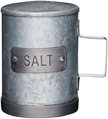 KitchenCraft INDSNPSALT Industrial Kitchen Galvanised Steel Vintage-Style Salt Shaker, 10 cm, Metallic