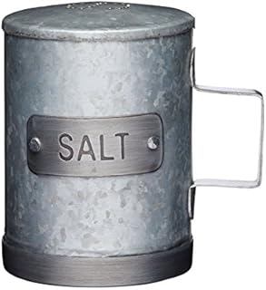 KitchenCraft INDSNPSALT Industrial Kitchen Galvanised Steel Vintage-Style Salt Shaker, 10 cm, Metallic