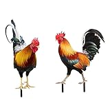 Genérico Ornamento de jardín Estatua del Gallo de la Vida Escultura del Gallo decoración jardín Adorno de Animales para el césped hogar 2pcs Figura